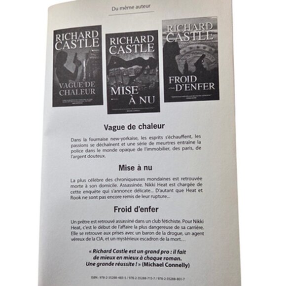 Richard Castle Coeur de Glace French Thriller Softcover Paris Mystery Book - Picture 8 of 15